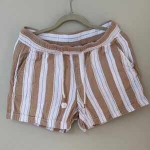 Old Navy Tan and White Striped Women Cargo Shorts